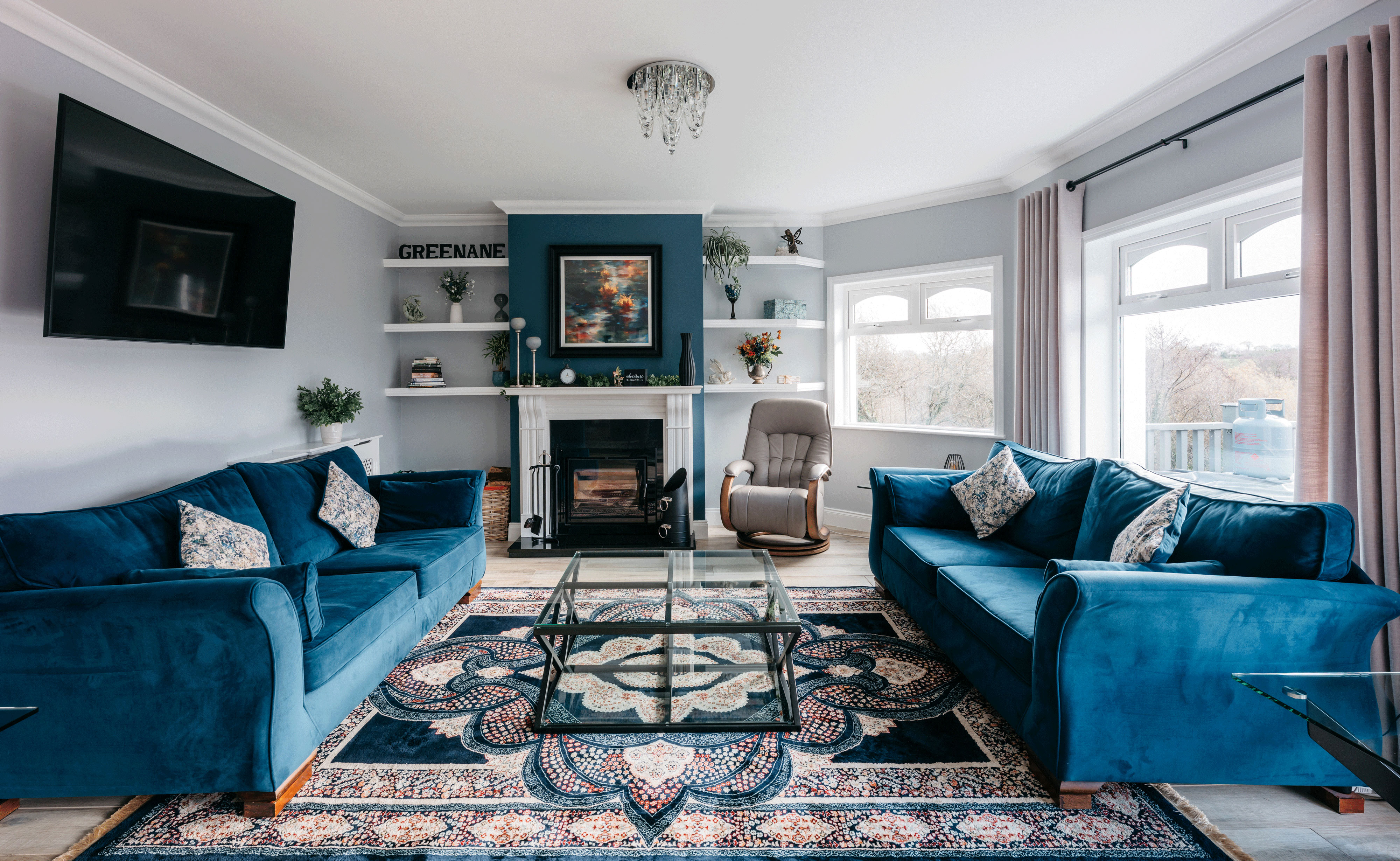 Panoramic view of the landscape around Greenane House